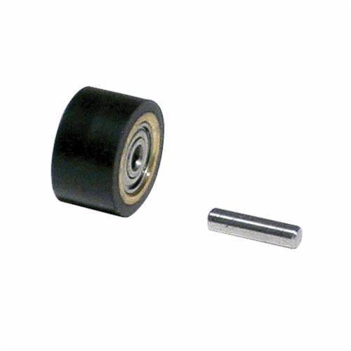 Dynabrade 11077 contact wheel with 5/8 inch diameter and 3/8 inch width, used for grinding and polishing applications.