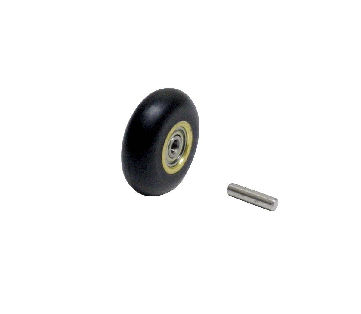 Dynabrade 11080 contact wheel assembly with 1-inch diameter, 3/8-inch width, round radiused face, 70 duro rubber for grinding tools.