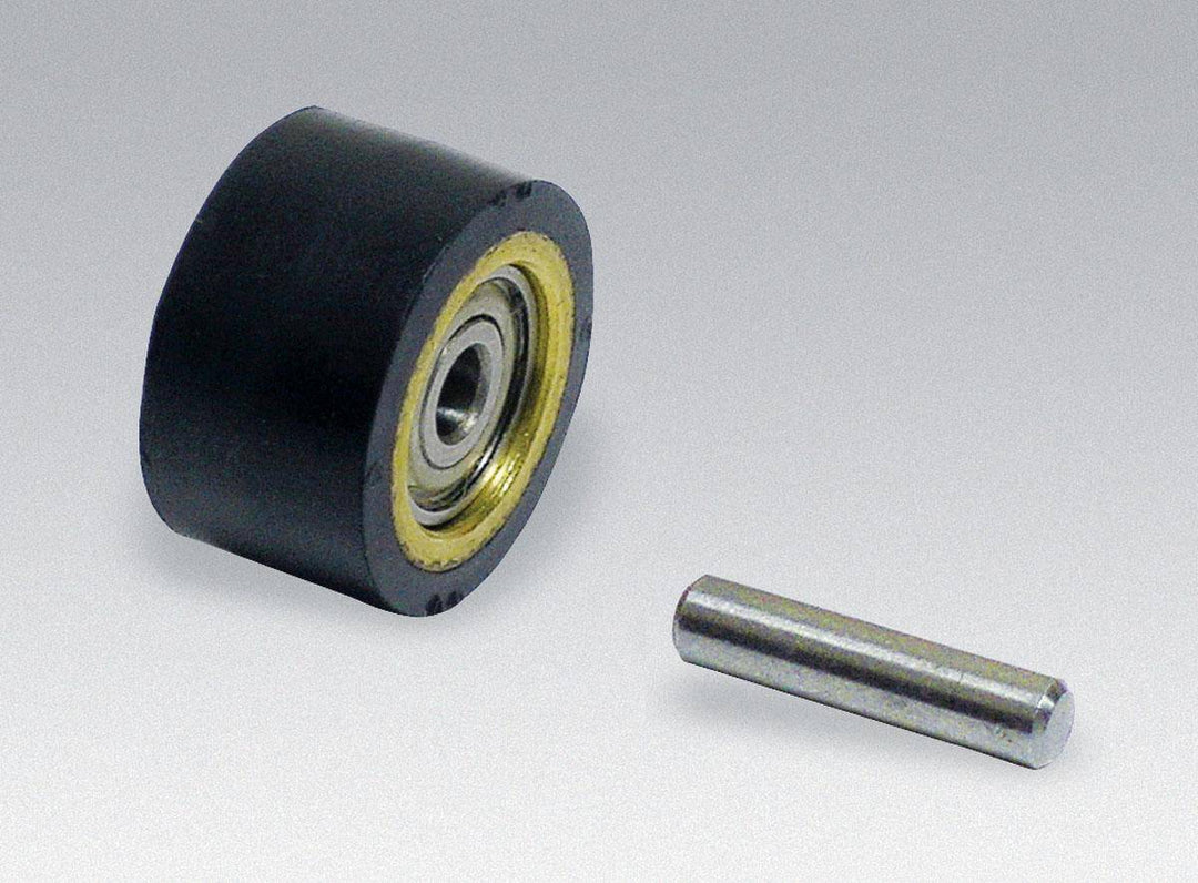 Dynabrade 11088 contact wheel assembly with 5/8-inch diameter, 3/8-inch width, 70 duro for grinding and polishing applications.