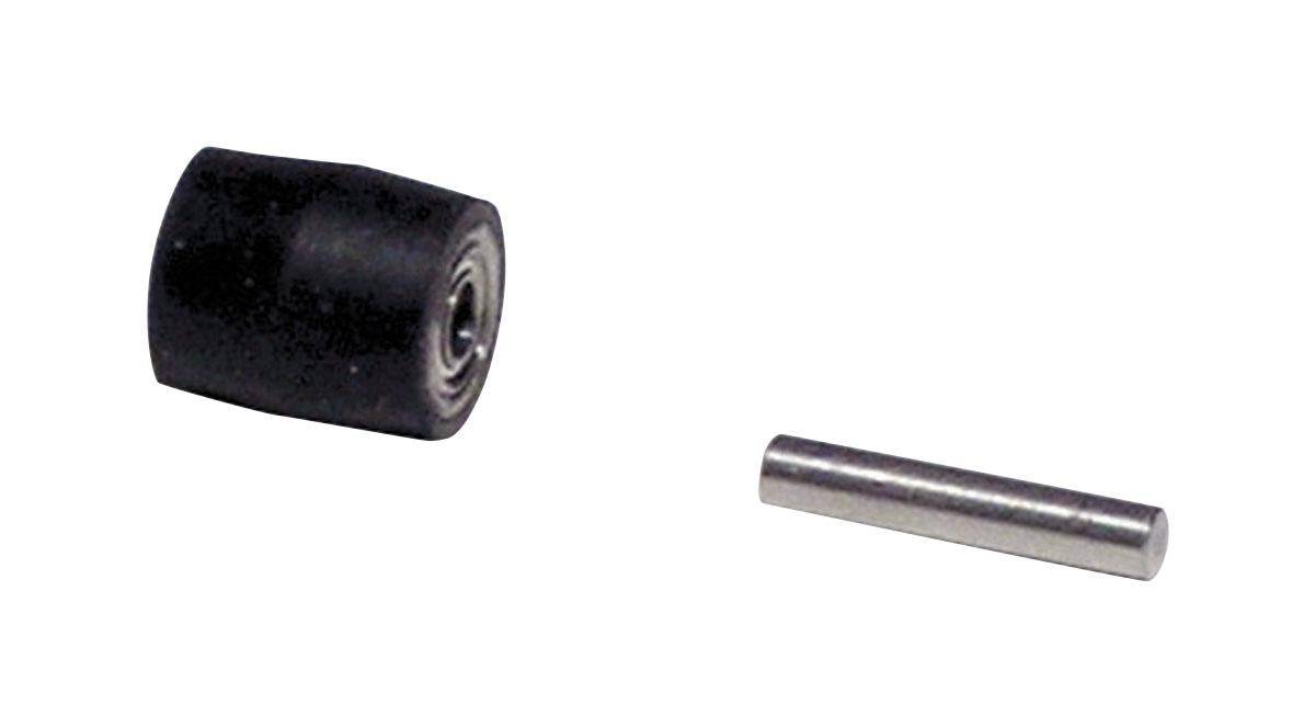 Dynabrade 11342 contact wheel assembly with 5/16 inch diameter, 3/8 inch width, crown face, 70 duro rubber, for industrial grinding.