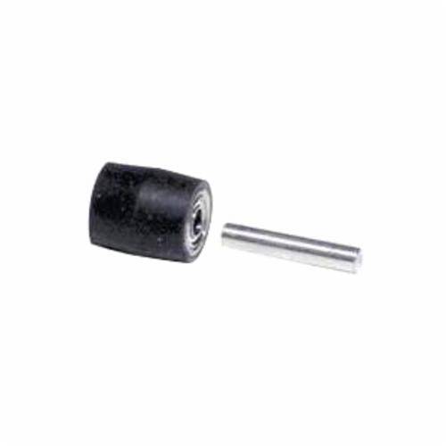 Dynabrade 11364 contact wheel assembly with 7/16-inch diameter, 3/8-inch width, 1/4-inch I.D., crown face, 40 duro rubber.