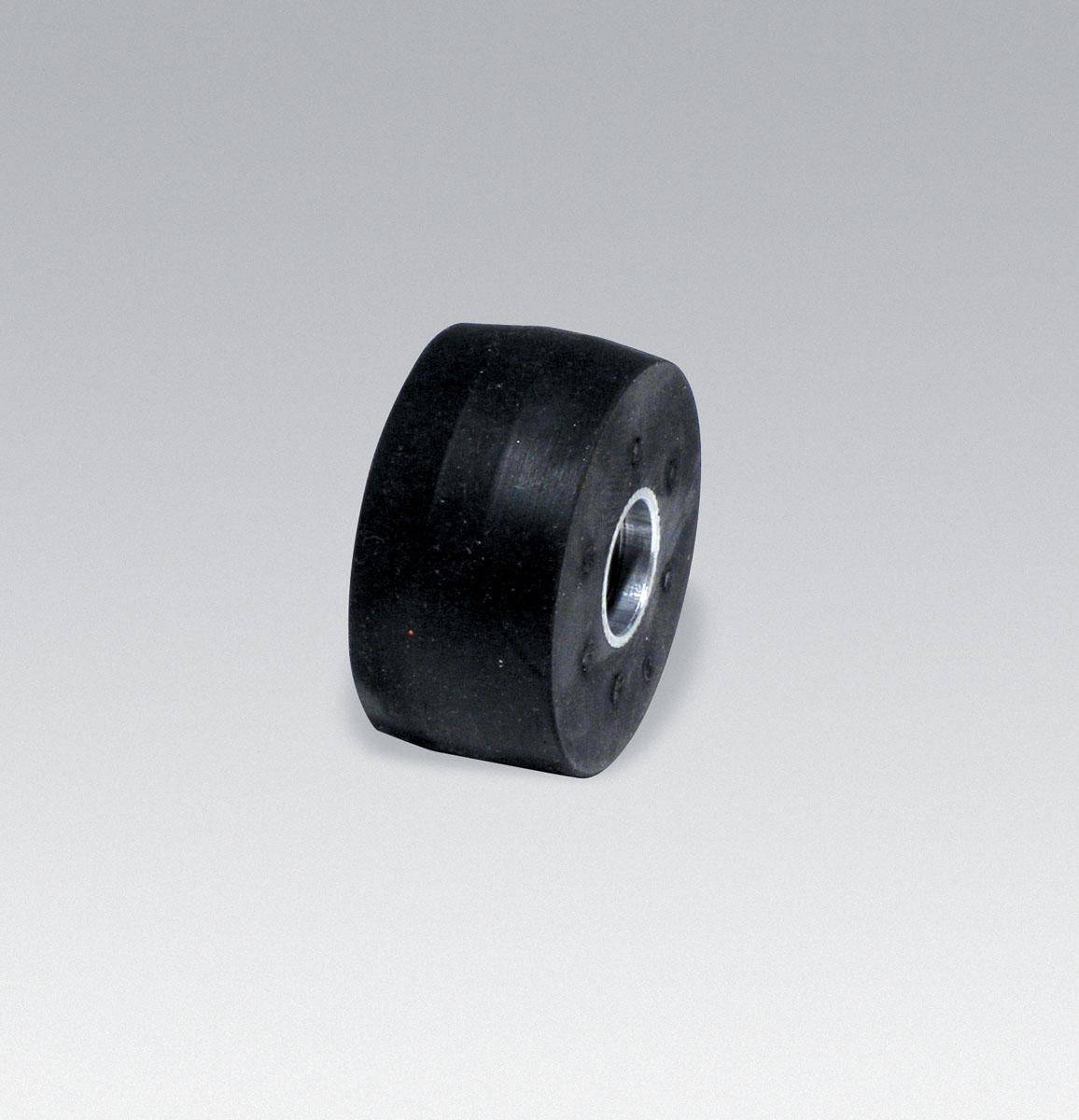 Dynabrade 11634 contact wheel assembly with 2x1 inch size, 5/8 inch I.D., crown face, 40 duro rubber for grinding tools.
