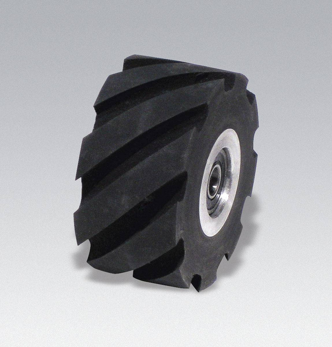 Dynabrade 15348 contact wheel assembly with 2x1 inch face, 5/8 inch I.D., 70 duro rubber for grinding and polishing.