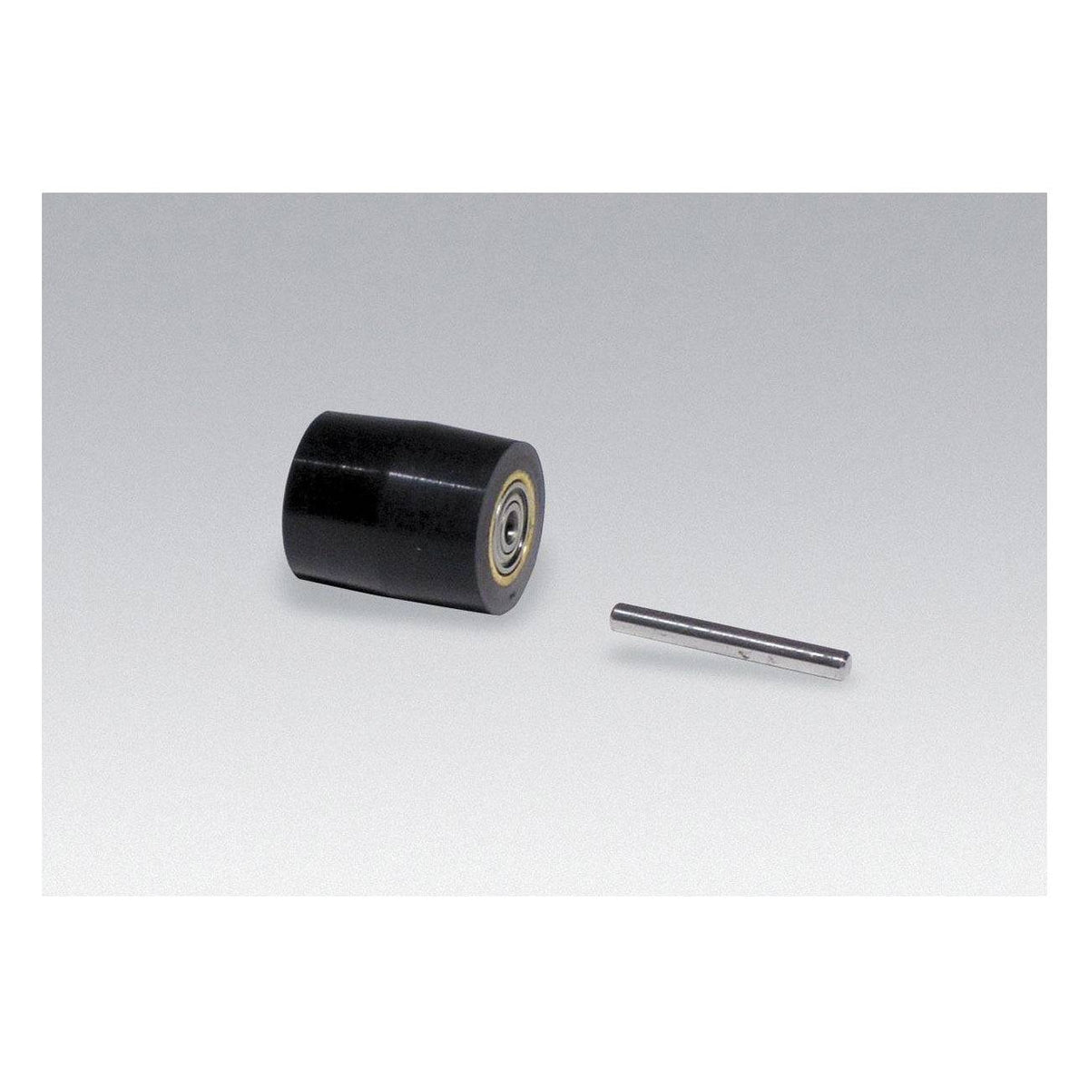 Dynabrade 42654 contact wheel assembly with 1-inch diameter, 70 duro rubber, round radiused face, for industrial grinding tools.