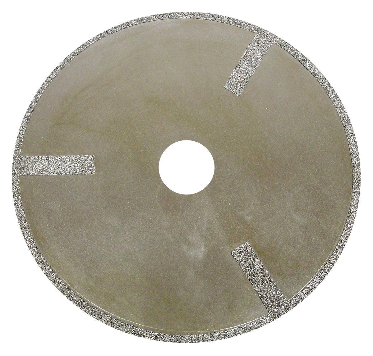 Dynabrade 93646 cut-off wheel with 3-inch diameter, 3/8 inch arbor, 40/50 grit, side-spoked diamond cut-off wheel.
