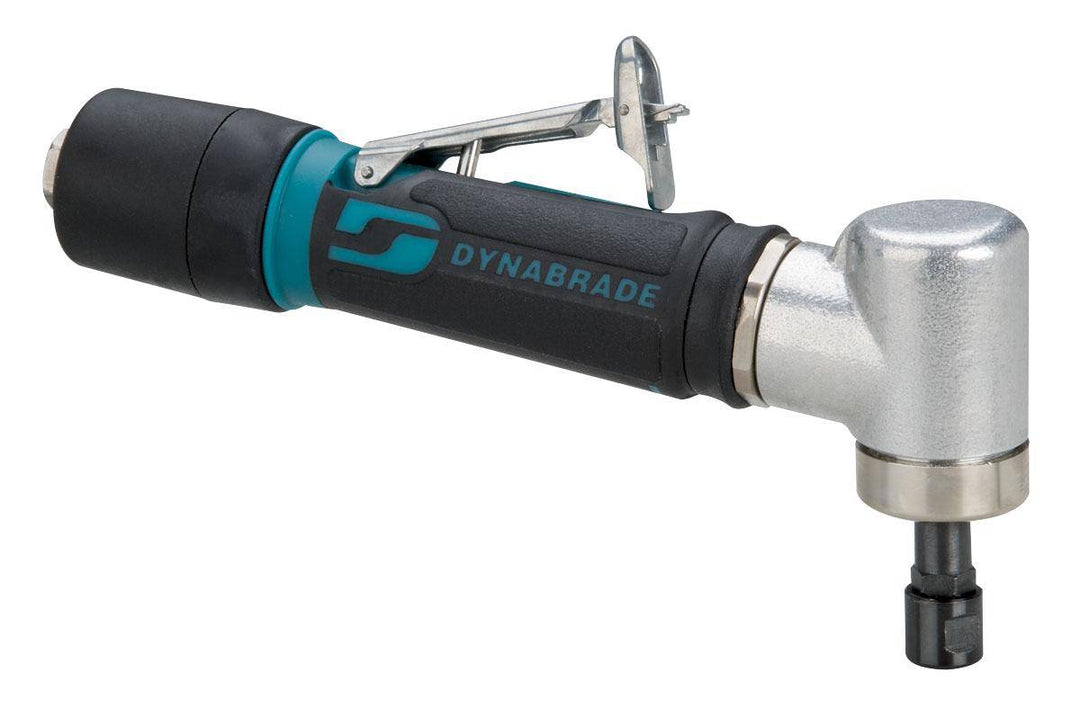 Dynabrade 48205 7-degree offset die grinder with 4 HP, 25,000 RPM, gearless design, rear exhaust, 1/4 inch and 6mm collets.