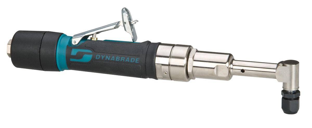 Dynabrade 49420 4 HP angle-head die grinder with 1/4 inch collet, planetary gear, rear exhaust, 3200 RPM, industrial power tool.