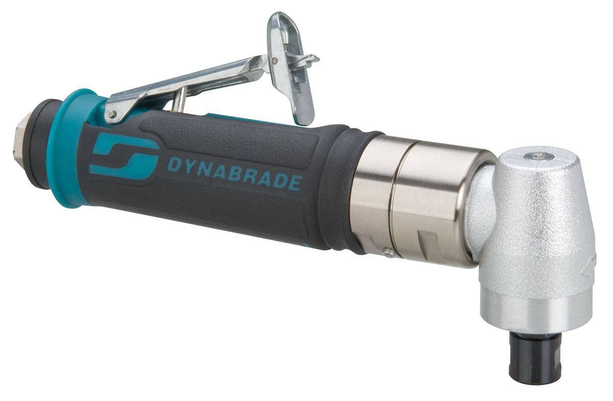 Dynabrade 49425 0.4 Hp right-angle die grinder with 1/4 inch collet, planetary gear, rear exhaust, 3200 rpm for industrial use.
