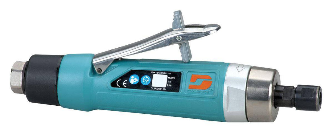 Dynabrade 52665 1 HP straight-line die grinder with 9000 RPM, gearless rear exhaust, and 1/4 inch collet for precision grinding.