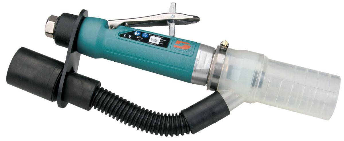 Dynabrade 56743 1 HP straight-line die grinder with central vacuum, 12000 RPM, gearless, rear exhaust, 1/4 inch collet.