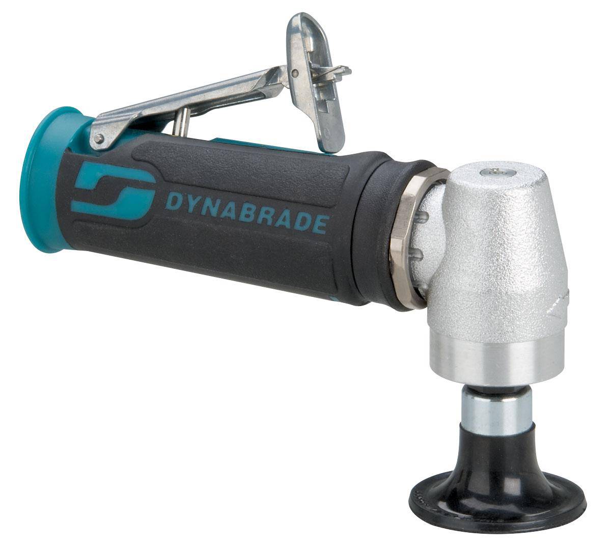 Dynabrade 47821 2-inch right angle disc sander with 0.4 HP, 15000 RPM, geared front exhaust, locking-type female pad.