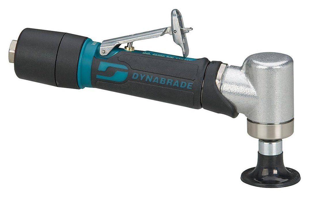 Dynabrade 48500 2-inch diameter 7-degree offset disc sander with rear exhaust and locking female pad, 0.4 HP, 25000 RPM.