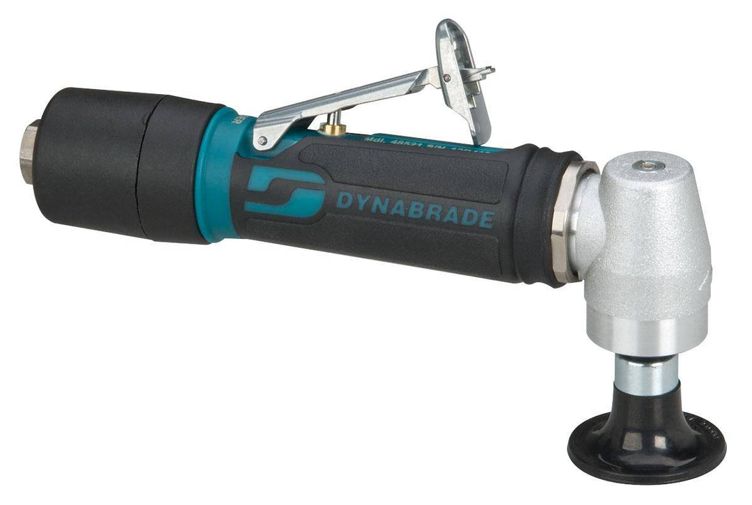 Dynabrade 48520 2-inch right angle disc sander with rear exhaust, geared motor, locking pad, 4 HP, 12000 RPM for professional use.