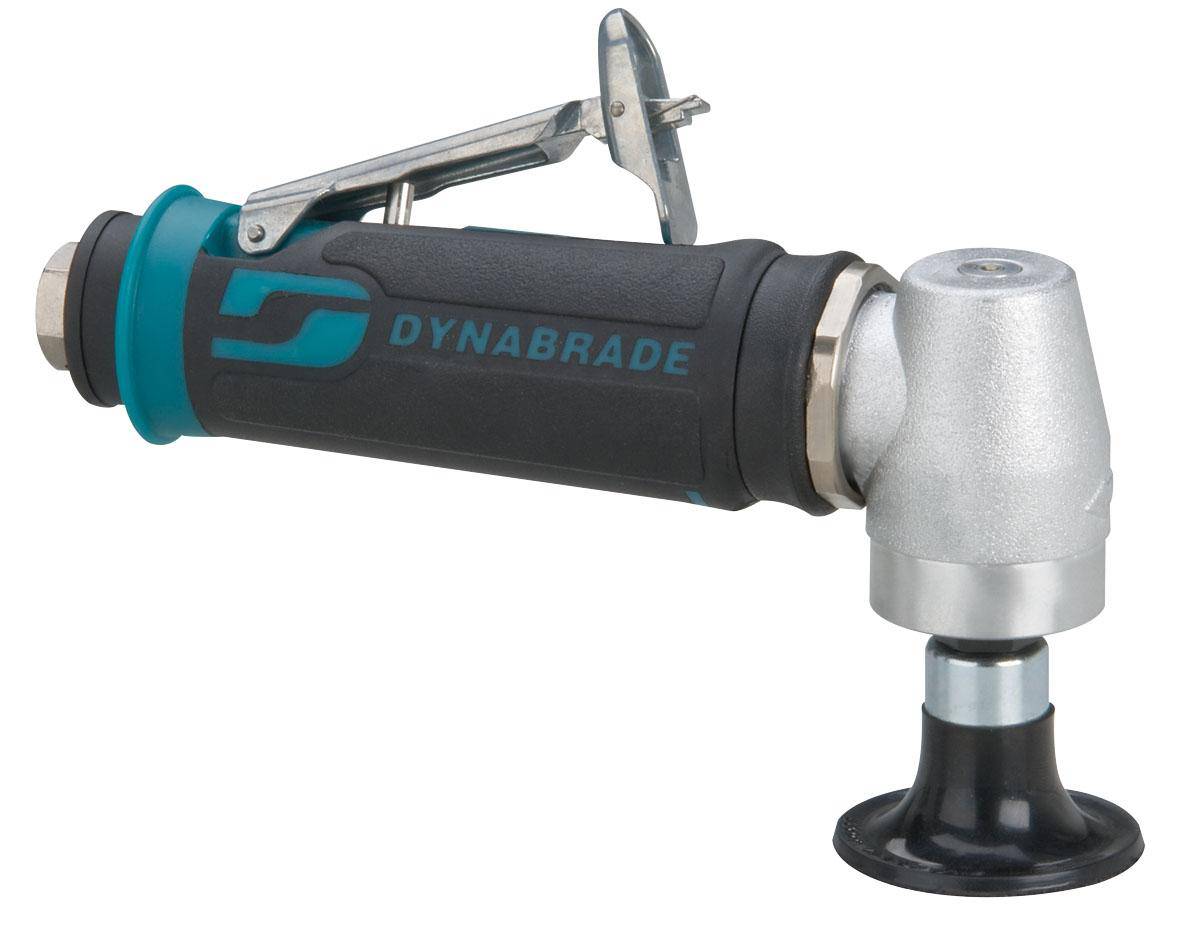 Dynabrade 48540 2-inch right angle disc sander with 0.4 HP, 12000 RPM, geared rear exhaust, locking female pad for industrial sanding.