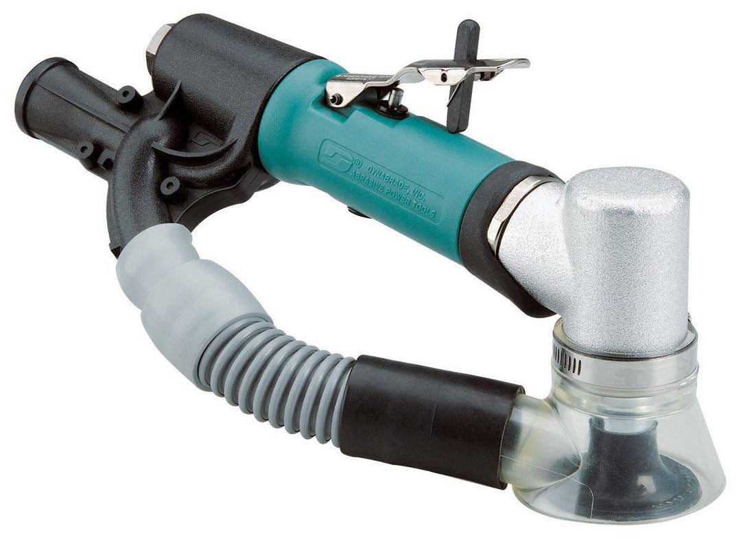 Dynabrade 51235 2-inch disc sander with 7-degree offset, vacuum, 4 HP, 25,000 RPM, gearless design, rear exhaust, locking pad.