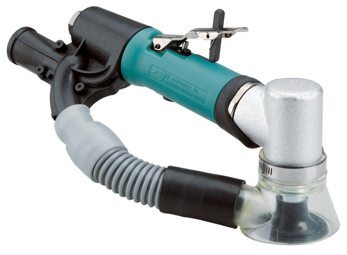 Dynabrade 51235 2-inch disc sander with 7-degree offset, vacuum, 4 HP, 25,000 RPM, gearless design, rear exhaust, locking pad.