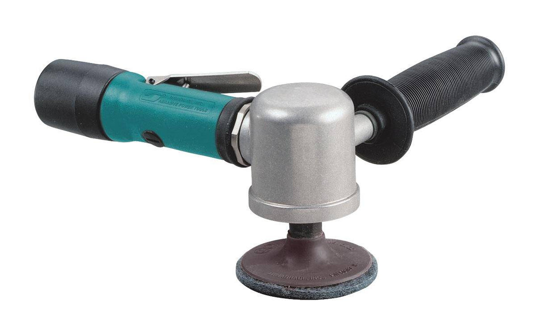 Dynabrade 52557 3-inch right angle disc sander with .55 HP motor, 15000 RPM, gearless design, rear exhaust, locking female pad.