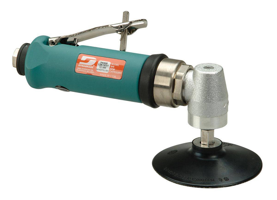 Dynabrade 54406 4-inch right angle disc sander with 0.7 HP, 12000 RPM, composite gear, rear exhaust, locking female pad.