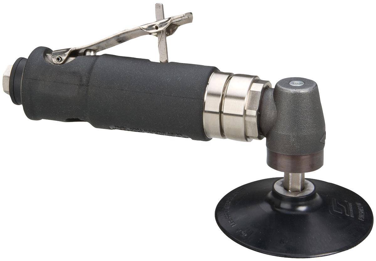 Dynabrade 54427 4-inch right angle disc sander with 0.7 HP, 12000 RPM, steel body, for grinding and polishing tasks.