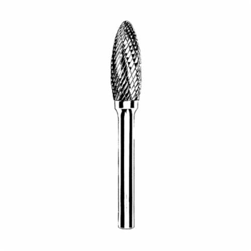 Dynabrade 93376 - Carbide Burr 3 mm Diameter Sh-4 D/C Burr Flame Pointed End 6 mm Flute L 3 mm Shank - eGrimesDirect