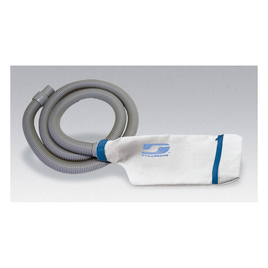 Dynabrade 56303 dust bag with zipper and hose attached for dust collection in power tools.