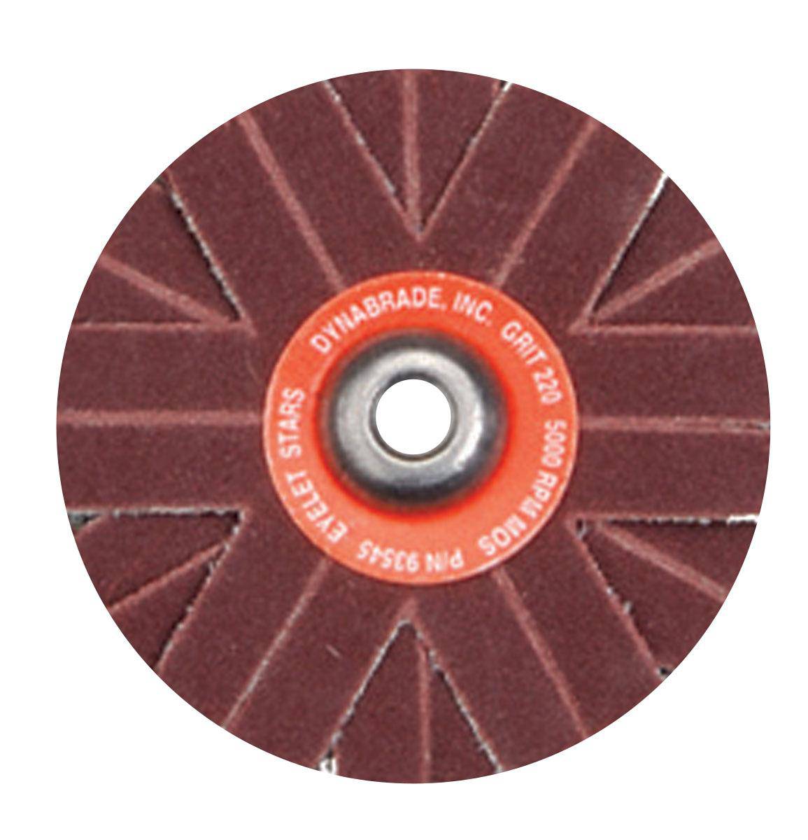 Dynabrade 93544 1-1/2 inch eyelet mount sanding star with 180 grit aluminum oxide abrasive for surface finishing.