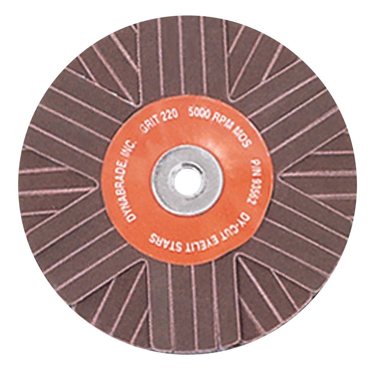 Dynabrade 93559 3-inch aluminum oxide sanding star with eyelet mount and 120 grit for abrasive surface finishing and sanding.