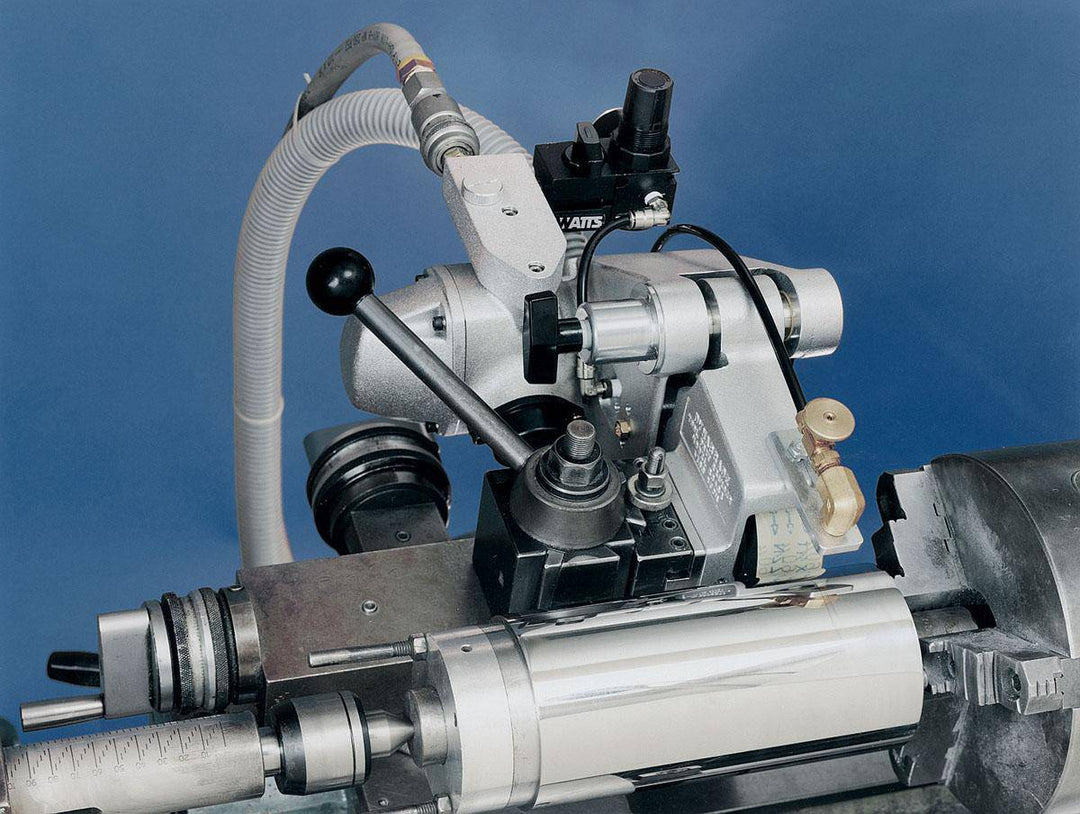 Dynabrade 66402 air tool post grinder with 1.8 HP, 7200 RPM, side exhaust, for 1.5-inch belts, 24-inch length.
