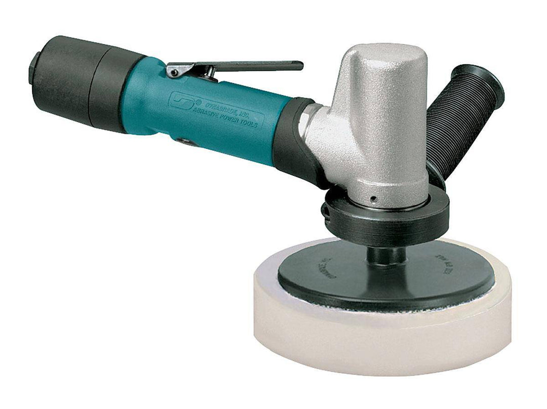 Dynabrade 51430 5-inch diameter offset rotary buffer with 7-degree offset, 0.4 HP, 3200 RPM, rear exhaust, 3/8-inch-24 spindle thread.
