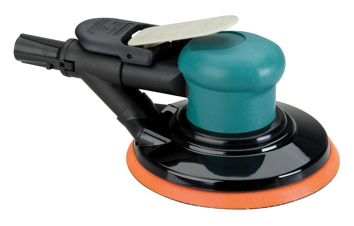 Dynabrade 59028 6-inch pneumatic random orbit sander with 3/16-inch pad and 12000 RPM for smooth finishing and polishing tasks.