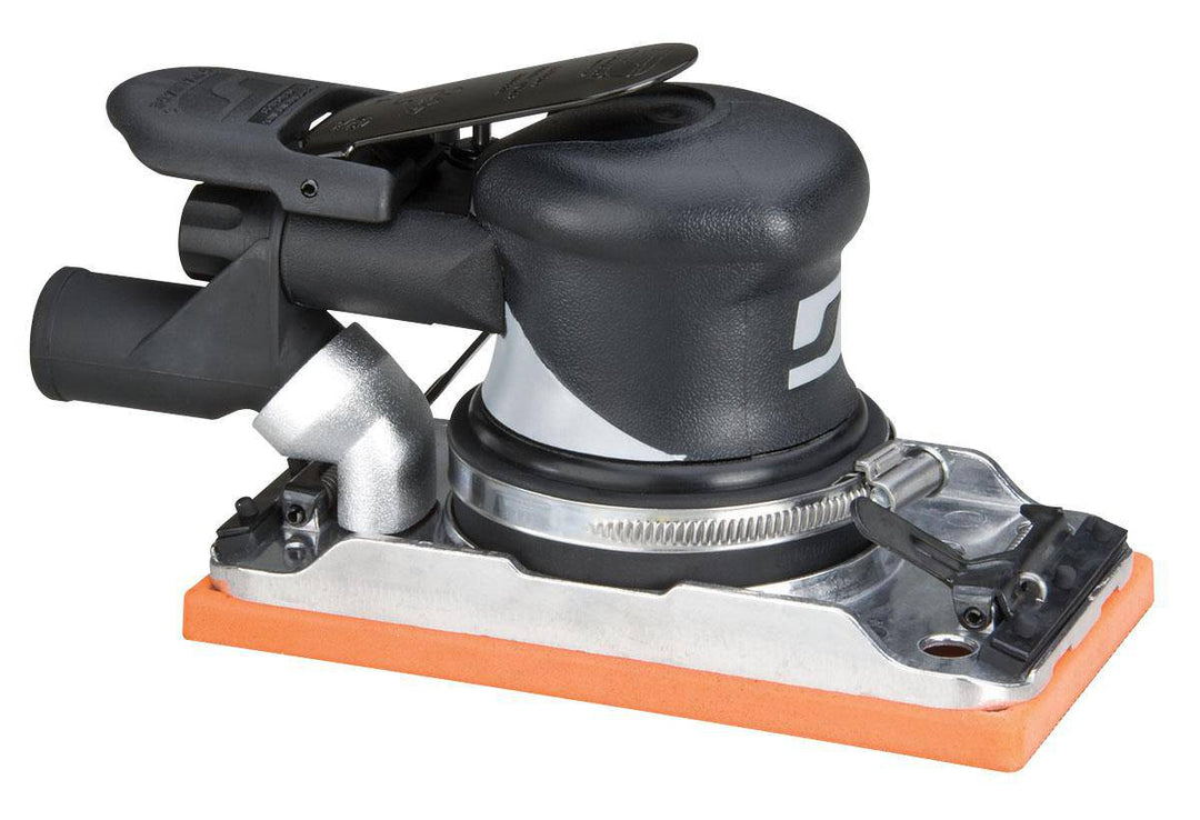 Dynabrade Dynabug 57814 orbital sander with central vacuum, 0.28 HP, 10,000 RPM, 3/32 inch orbit, 3x7 inch sanding pad