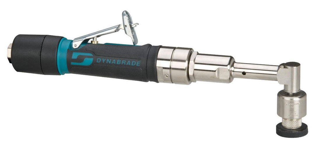 Dynabrade Dynorbital 49401 angle-head mini orbital sander with 3/16 inch orbit, 4 HP, 3200 RPM, locking thread for pads.