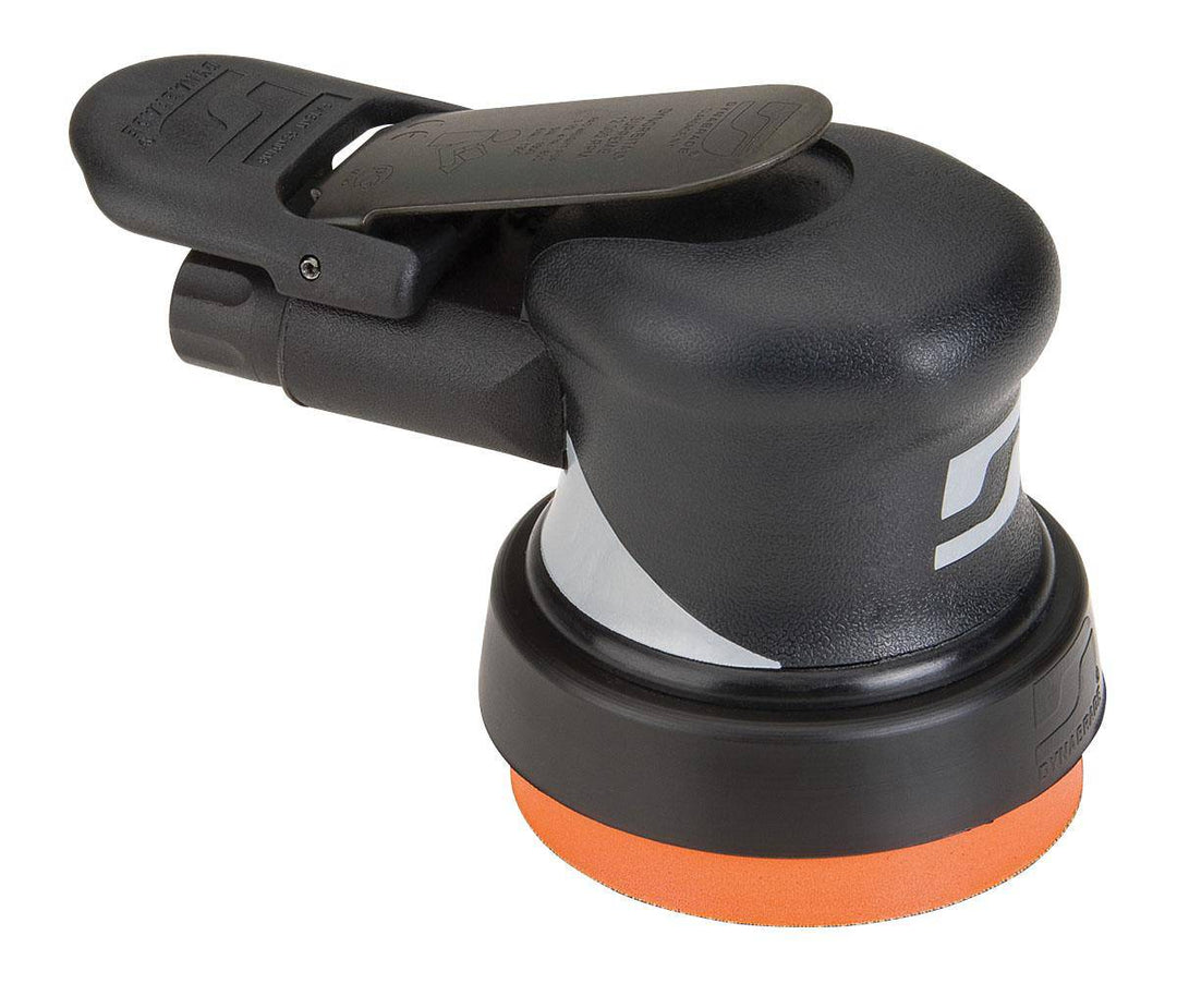 Dynabrade Silver Supreme 56840 orbital sander with 3-1/2 inch diameter, non-vacuum, 12,000 RPM, rear exhaust, and 3/32 inch orbit
