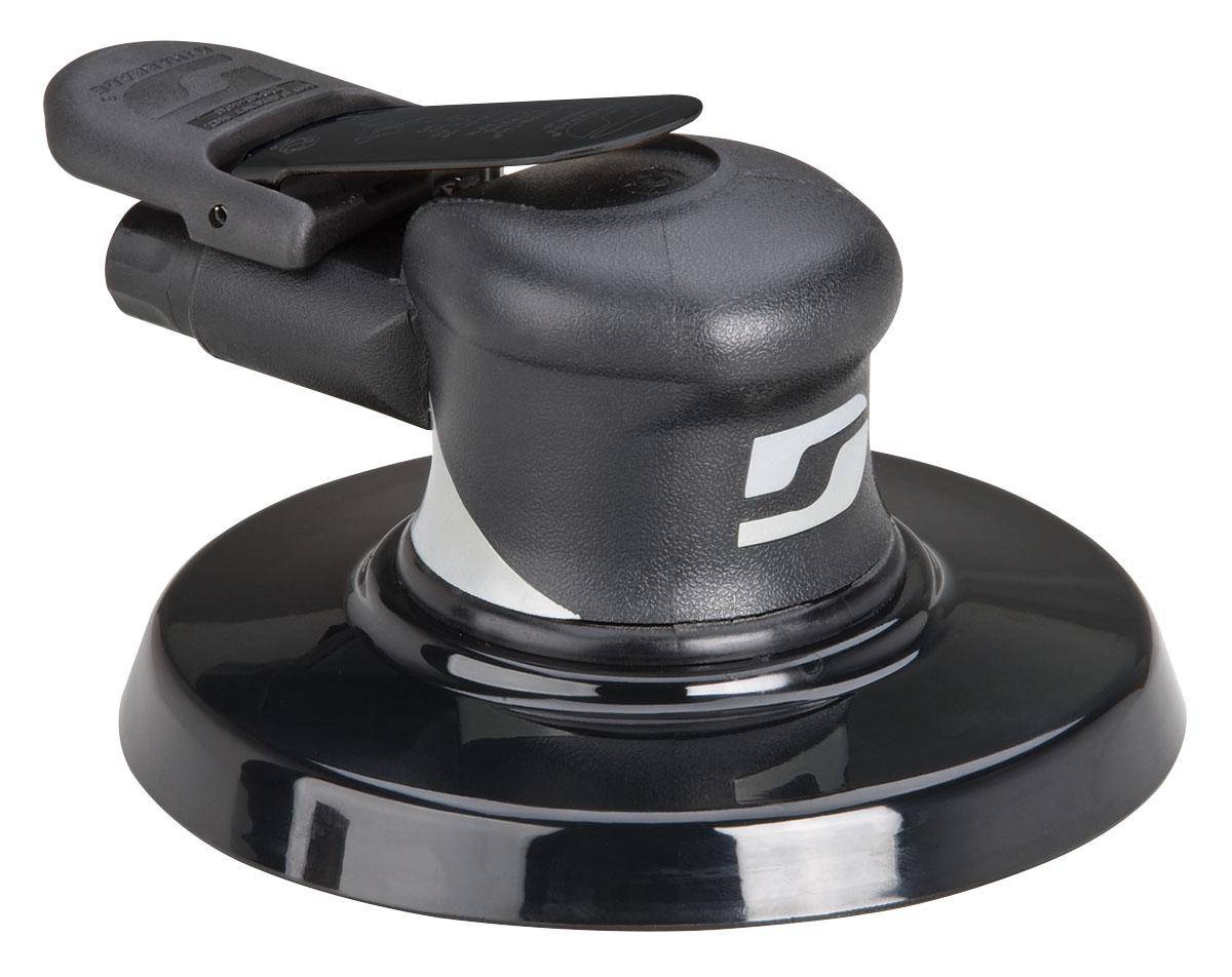 Dynabrade Silver Supreme 57584 wet orbital sander with 6-inch diameter, 0.24 Hp motor, 10,000 rpm, rear exhaust, 3/32-inch orbit.