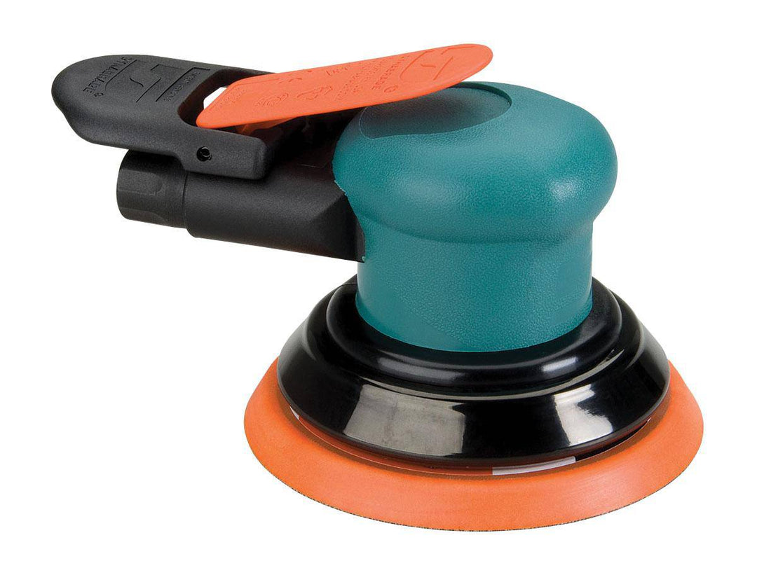 Dynabrade Spirit 59005 5-inch pneumatic random orbit sander with 3/8-inch pad and 12000 RPM for finishing and polishing tasks.