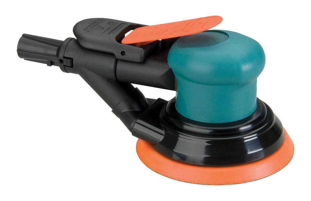 Dynabrade Spirit 59008 5-inch vacuum random orbital sander with 0.25 HP, 12000 RPM, 3/8-inch orbit, rear exhaust for finishing work.