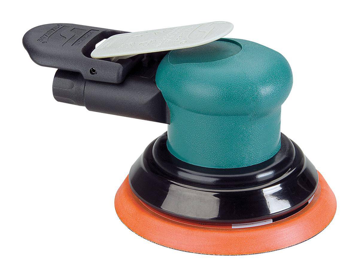 Dynabrade Spirit 59020 pneumatic random orbit sander with 5-inch pad, non-vacuum, 12,000 RPM, ideal for finishing and polishing.