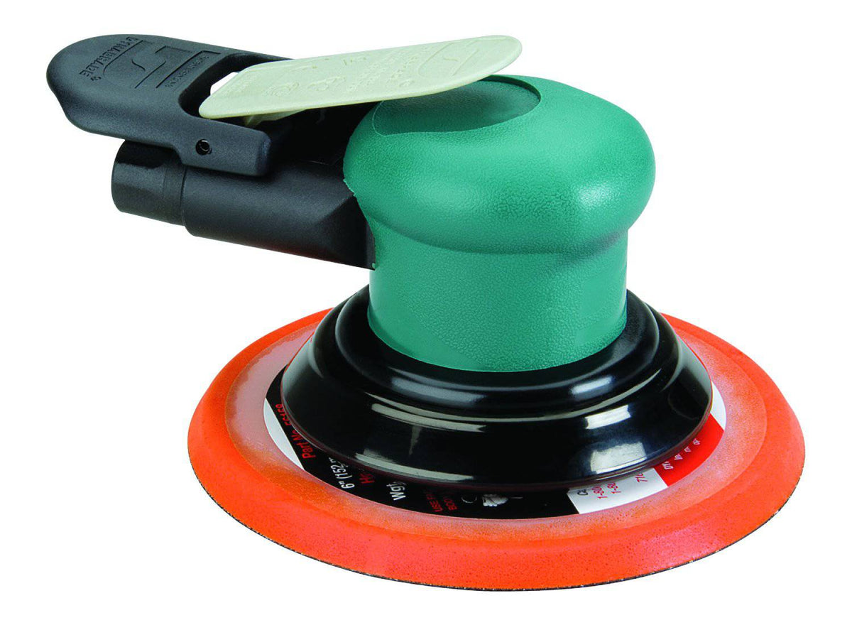 Dynabrade Spirit 59025 pneumatic random orbit sander with 3/16 inch pad, non-vacuum, 12000 RPM for professional sanding tasks.