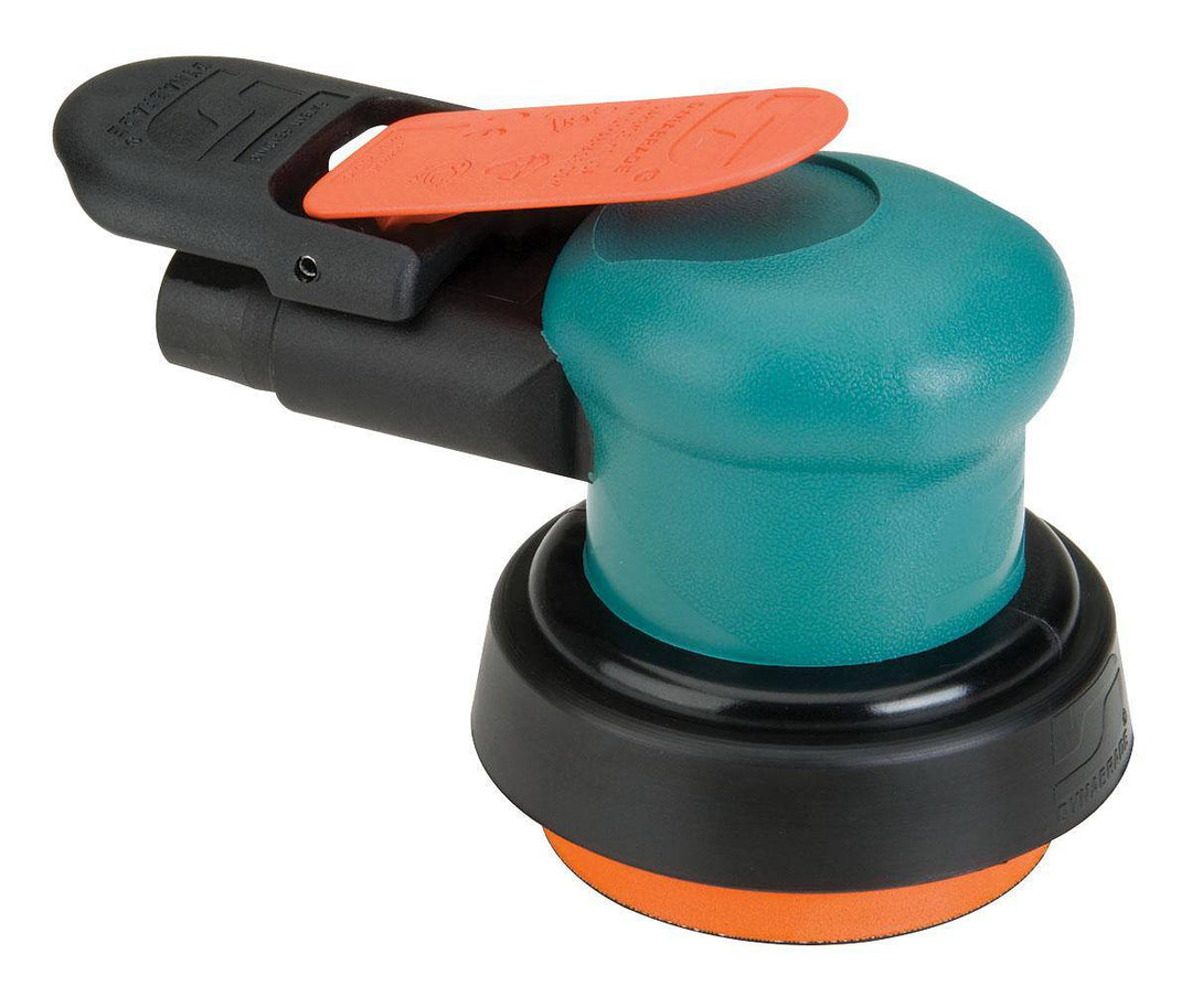 Dynabrade Spirit 59100 3-inch random orbital sander with 0.25 HP, 12,000 RPM, non-vacuum, rear exhaust, durable design.