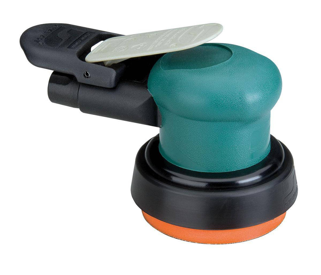 Dynabrade Spirit 59105 3-inch pneumatic random orbit sander with 3/16-inch pad and 12000 RPM for finishing and polishing tasks.