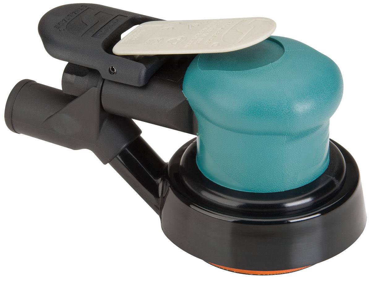 Dynabrade Spirit 59109 3-inch random orbital sander with 0.25 Hp motor, 12000 RPM, central vacuum, rear exhaust, 3/16-inch orbit.