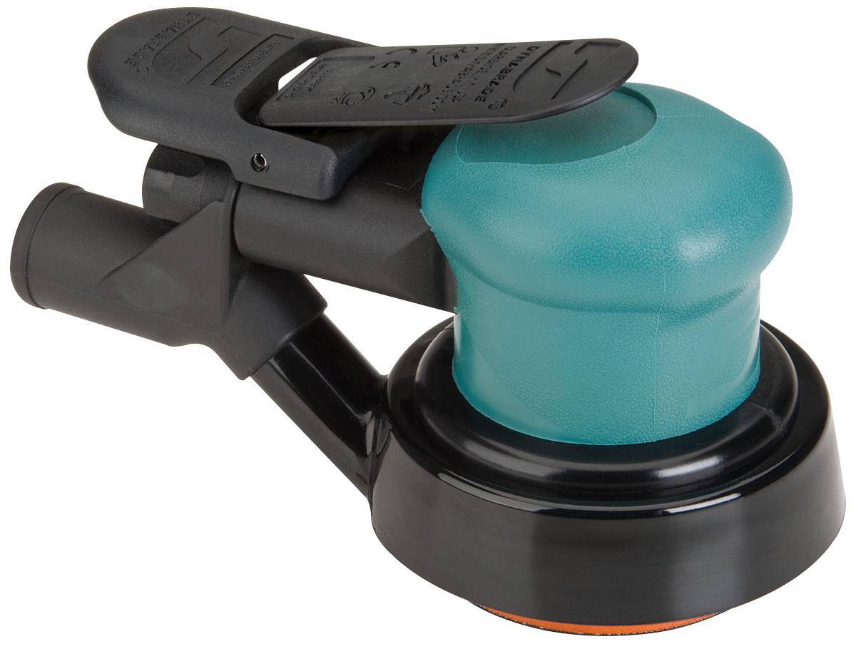 Dynabrade Spirit 59114 3-inch random orbital sander with central vacuum, 0.25 HP, 12000 RPM, rear exhaust system.