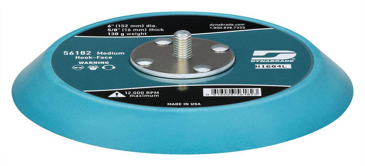 Dynabrade 56182 random orbital sanding pad, 6-inch diameter, non-vacuum Velcro, urethane, medium grit with 5/8-inch thickness and male thread