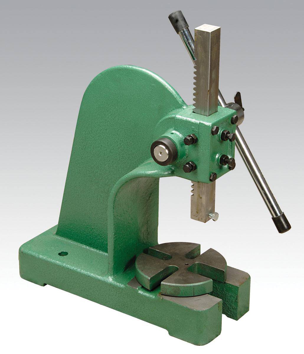Dynabrade 96232 arbor press part, showing a close-up of the metal press with handles and detailed components.