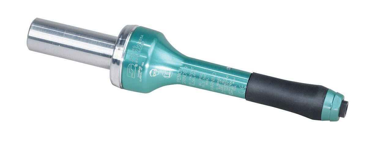Dynabrade 51742 straight-line pencil grinder with 3mm collet, turbine air motor, 60,000 RPM, rear exhaust, and mount stem.