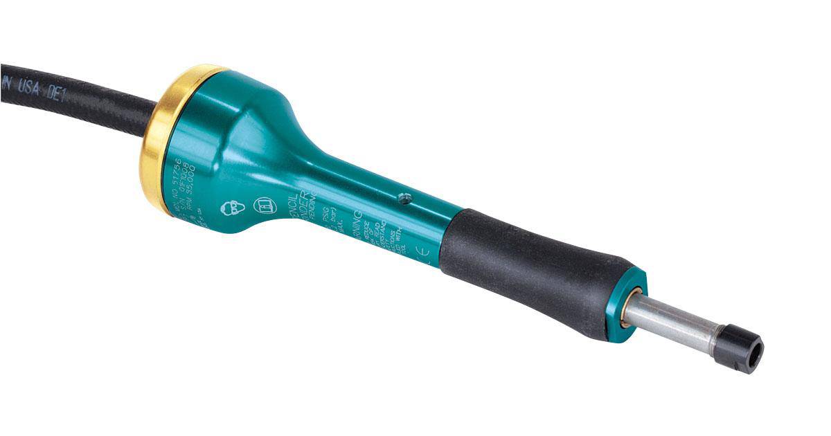 Dynabrade 51753 straight-line extension pencil grinder with turbine air motor, 1/8 inch collet, rear exhaust, 50,000 RPM, 0.1 Hp.