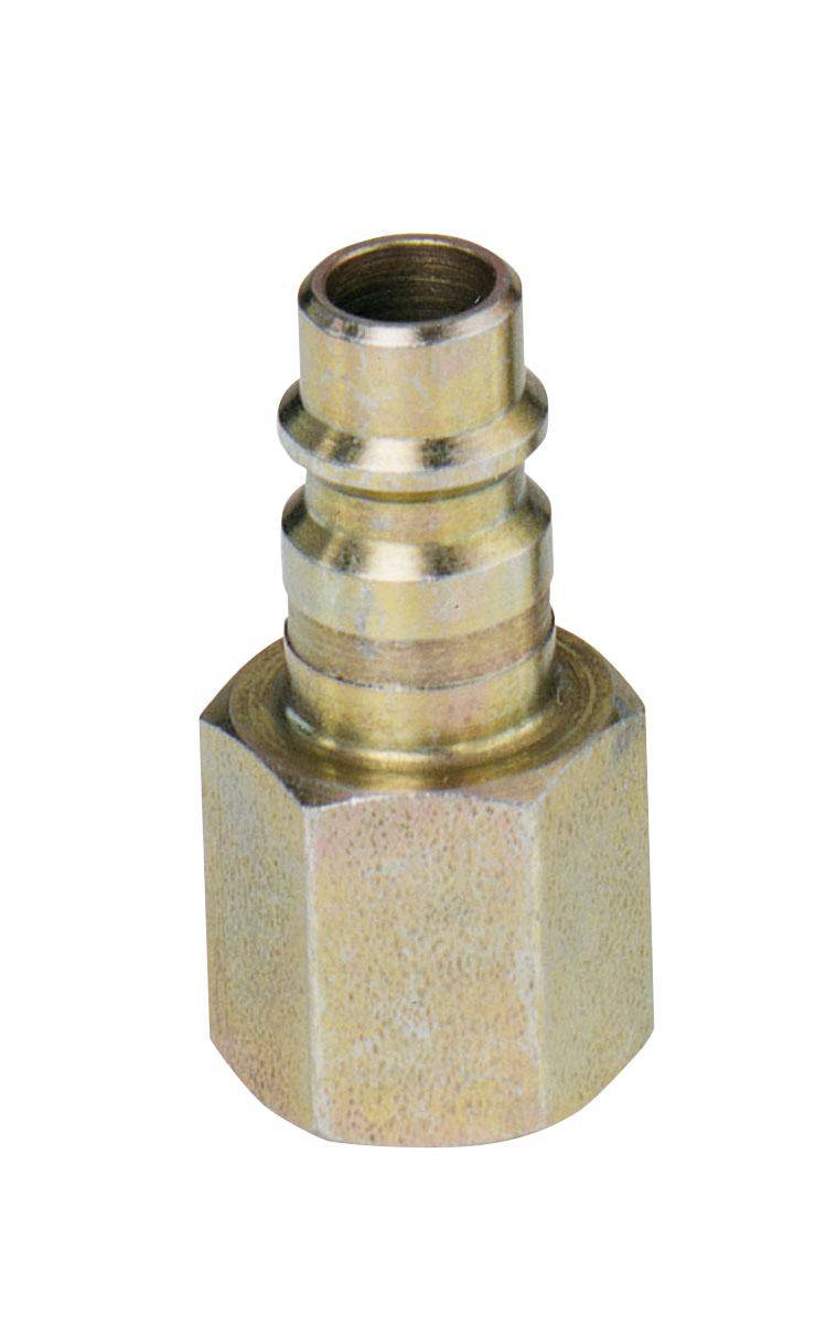 Dynabrade 95677 female HiFlow plug, 1/4 inch accessory plug for pneumatic tools, shown in image.