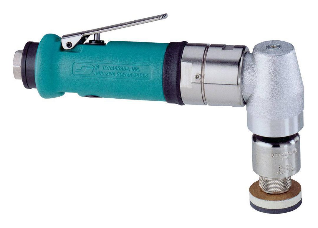 Dynabrade 53465 3-inch diameter right angle rotary buffer with rear exhaust, 4 HP, 3200 RPM, 3/8-24 spindle thread.