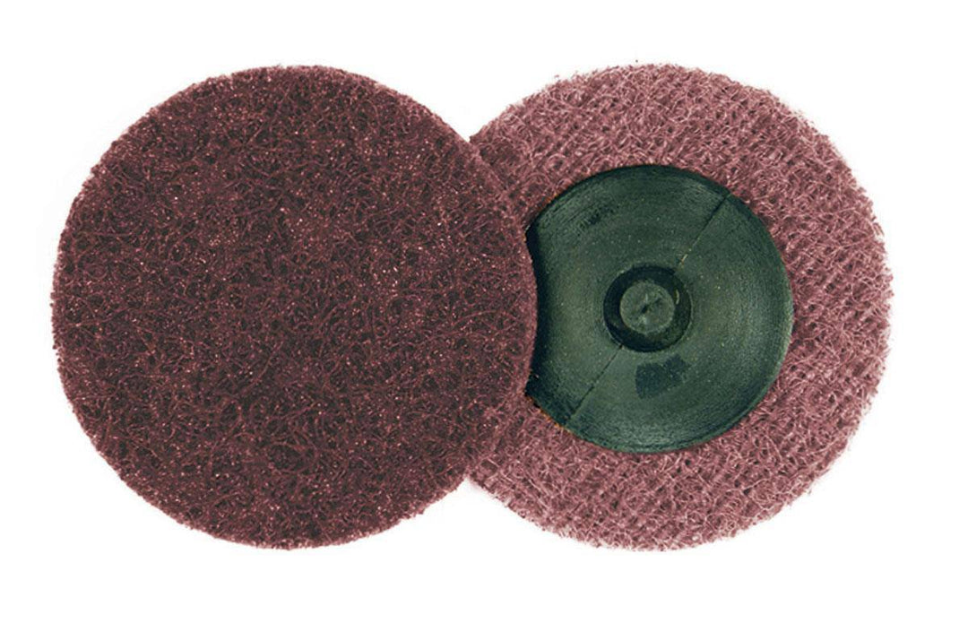 Dynabrade Dynabrite 90873 2-inch diameter medium non-woven Roloc disc with locking-type attachment for surface finishing.