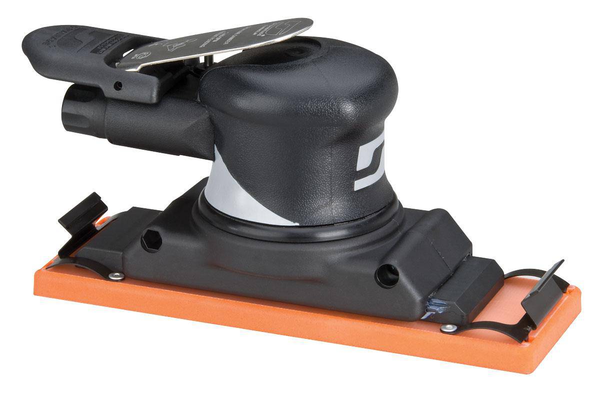 Dynabrade Dynaline 57407 2-3/4x8 non-vacuum sander with clips, 3 HP, 2400 SPM, 3/8 inch SL rear exhaust, specialty abrasive tool